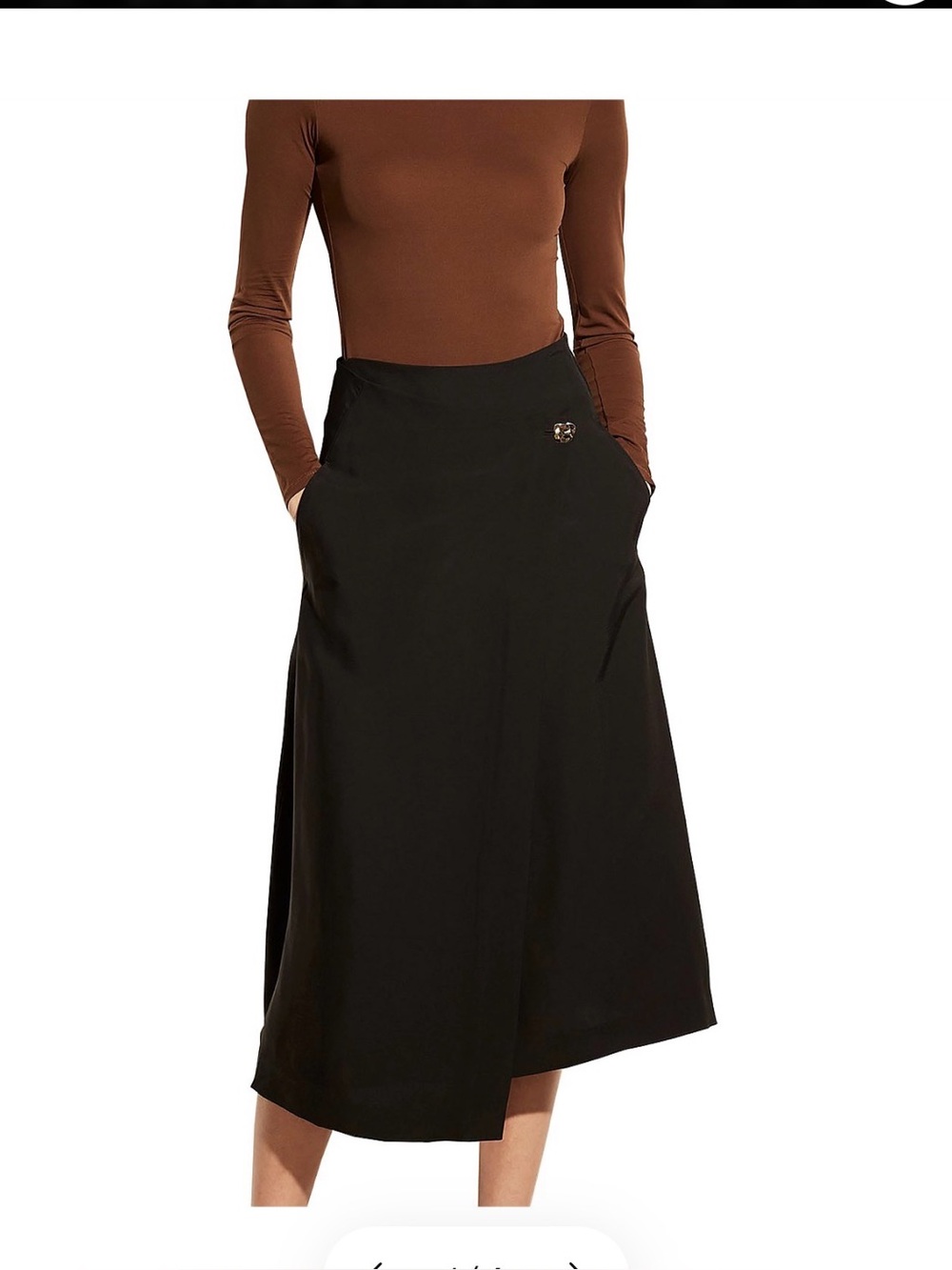 NWT Vince Women's Black A-Line Midi Skirt